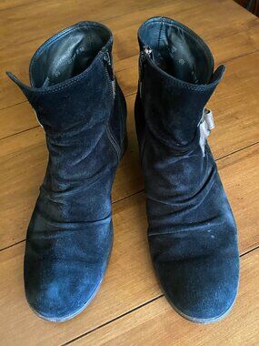 Paul Green Black Suede Ankle Boots Size 8.5